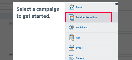 Select email automation campaign Select email automation campaign