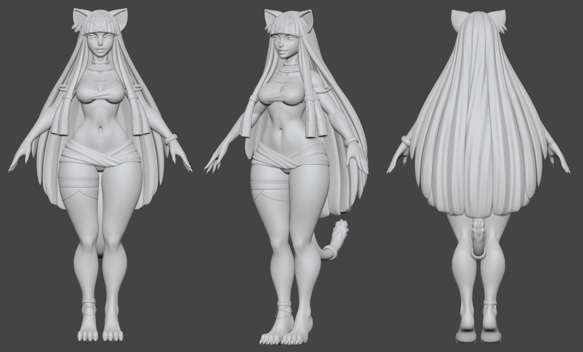 3d模型欣赏:黑色的巴斯泰托女神【3d游戏建模教程】