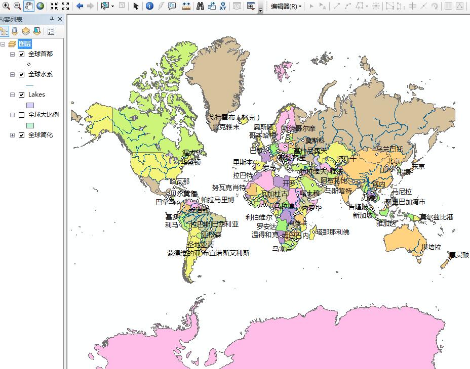 2021年世界地图shp数据arcgis中英文字段美化mxd（含效果图