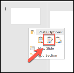 To keep the original theme applied to your pasted slides, press the "Keep Source Formatting" paste option