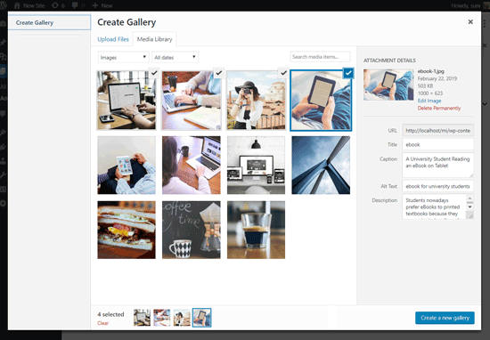 Select Images to Create Gallery in WordPress