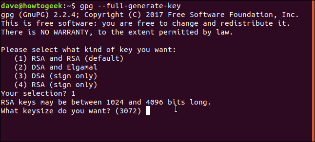 key generation questions in a terminal window