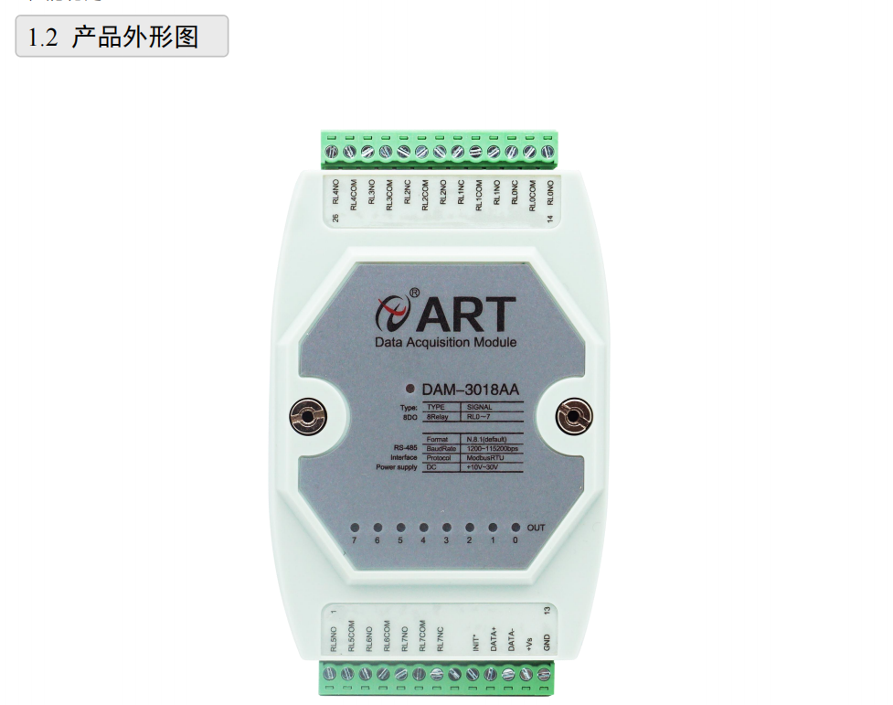 DAM-3018AA  8路继电器输出 4路C型 4路A型  485接口_继电器输出模块