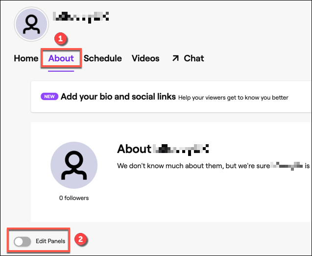 On your Twitch channel page, click the "About" option. At the bottom, make sure that the "Edit Panels" slider is enabled.
