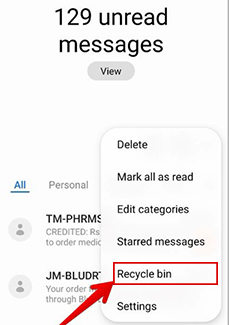 Mobil Messages 应用程序中的回收站