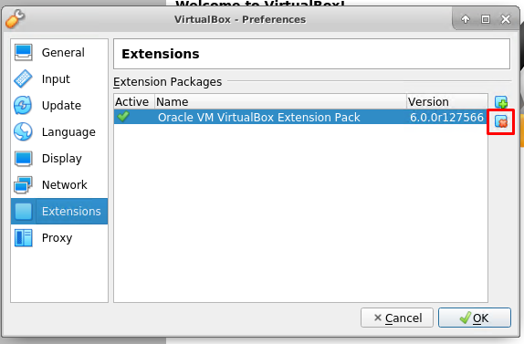VirtualBox Extension Pack Remove/Uninstall