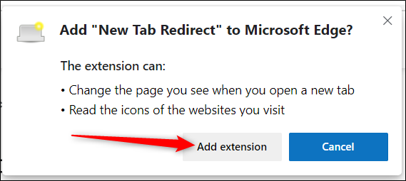 Read the permissions, and then click "Add extension" to install the extension.