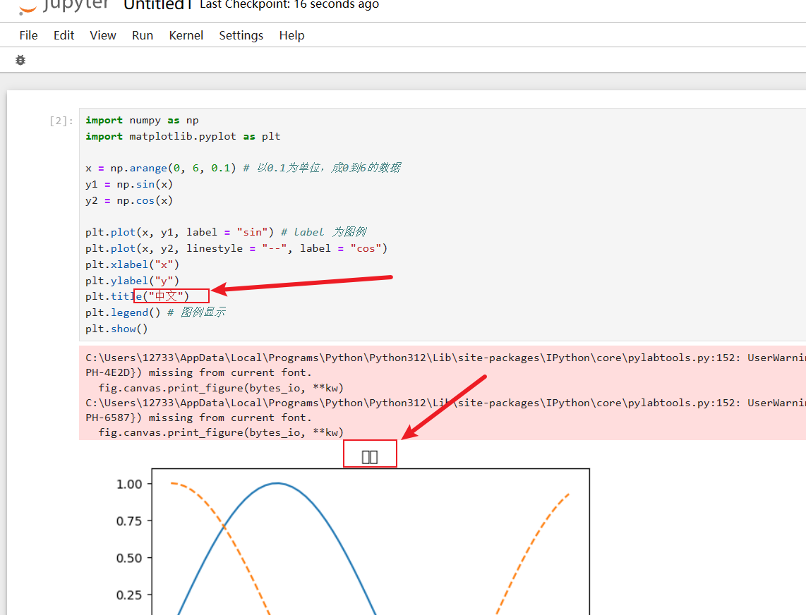 <span style='color:red;'>机器</span><span style='color:red;'>学习</span>--jupyter-matplotlib<span style='color:red;'>使用</span><span style='color:red;'>中</span>无法显示中文