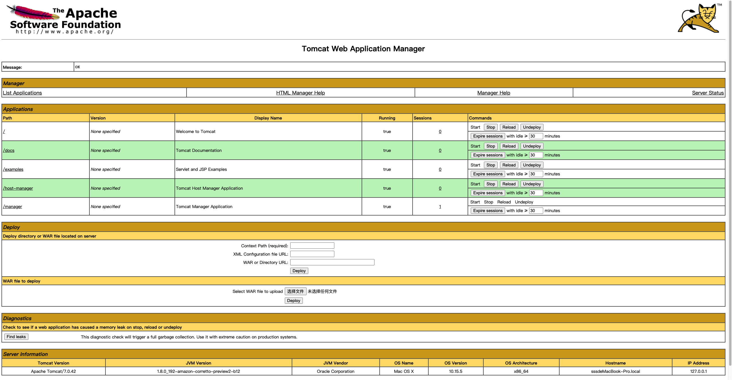 Tomcat登录进入manager管理界面