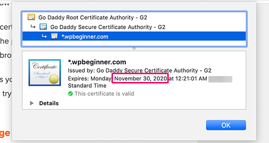 SSL expiry date