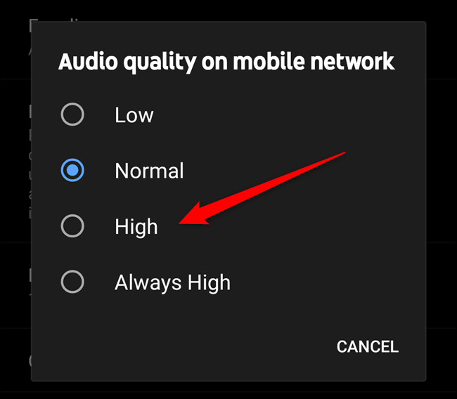 Select the "High" or "Always High" option