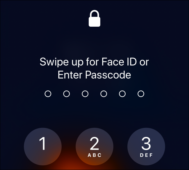 Enter Passcode screen on iPhone with Face ID