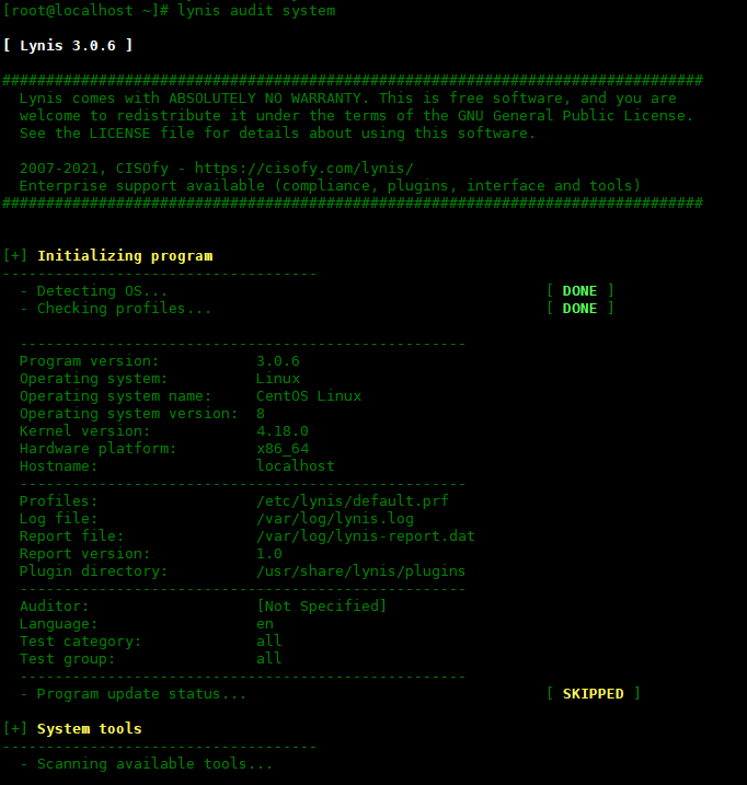 如何在 Centos8 中安装 Lynis审计工具如何在 Centos8 中安装 Lynis审计工具