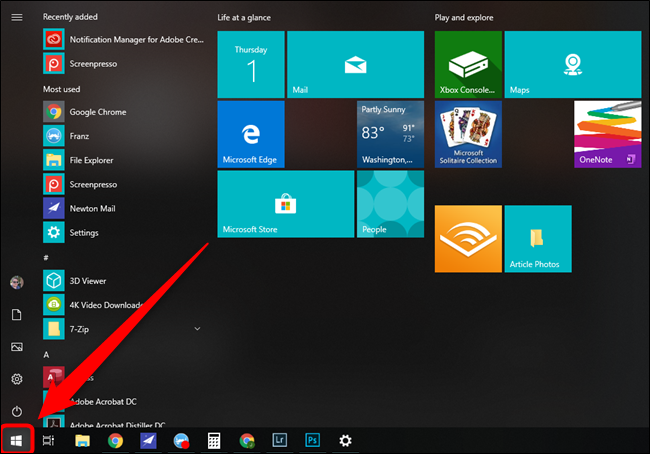 Microsoft Windows 10 Start Menu Button