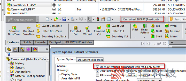 SOLIDWORKS PDM只读文件的处理方法