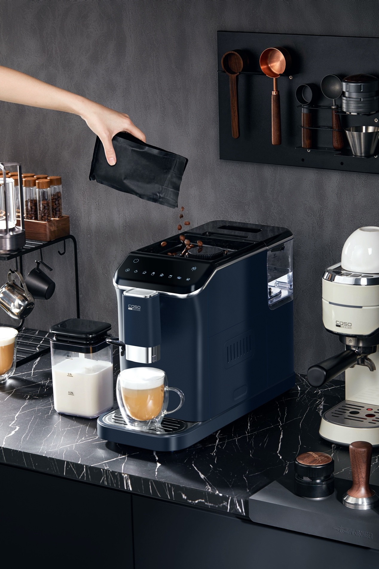 caso卡梭全自动拿铁咖啡机醇美拿铁新鲜现制一键开启元气春日