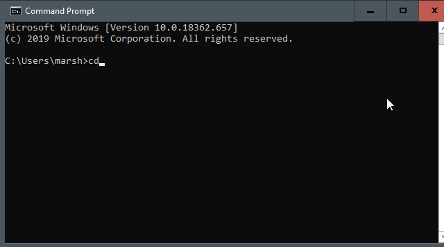 An Animated GIF showing autocomplete in Command Prompt.