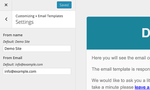 General settings for your email template