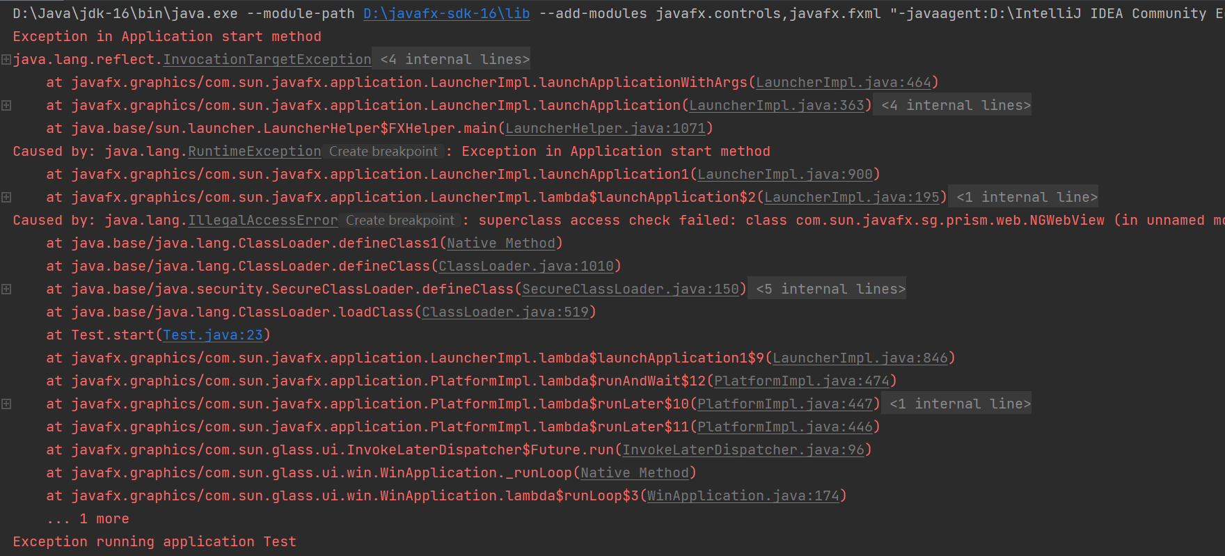 Javafx Exception In Application Start Method Java Lang Reflect Invocationtargetexception Csdn