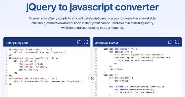 神器：jQuery一键转换为纯净JavaScript代码