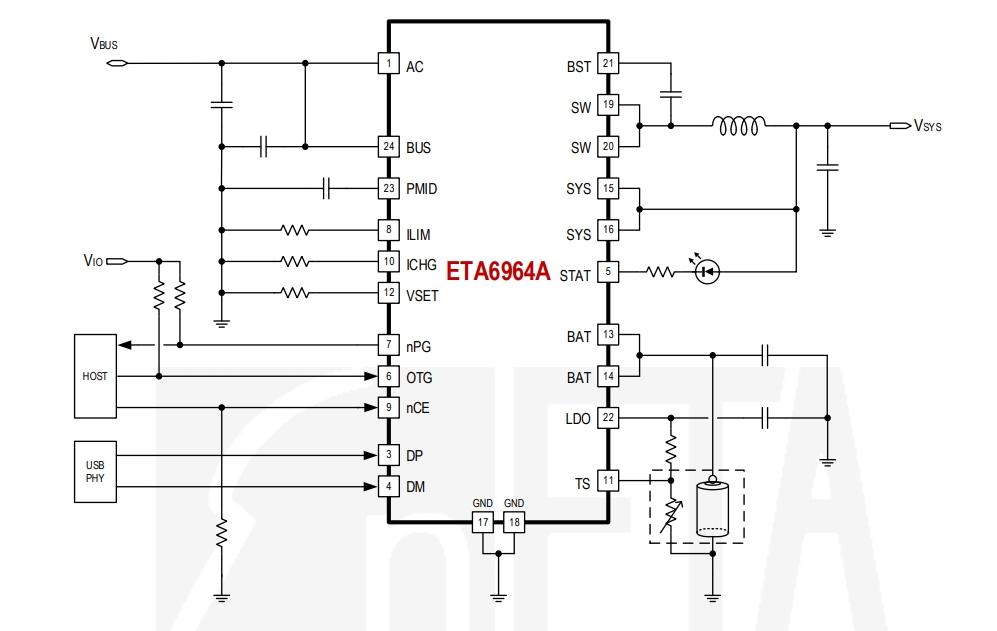 钰泰-ETA6964A 锂电池充电器IC