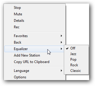options from taskbar