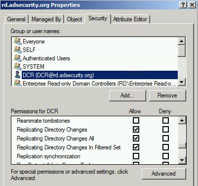 Mimikatz-DCSync-UserRights-DCR-DomainPermissionsConfig