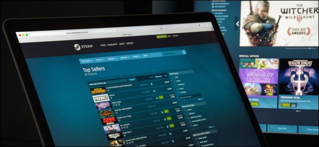 Steam Store on a laptop and desktop.