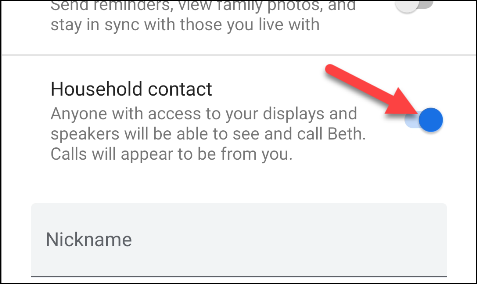 Toggle-On the "Household Contact" option.