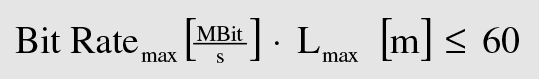 Bit rate and line length as a rule of thumb