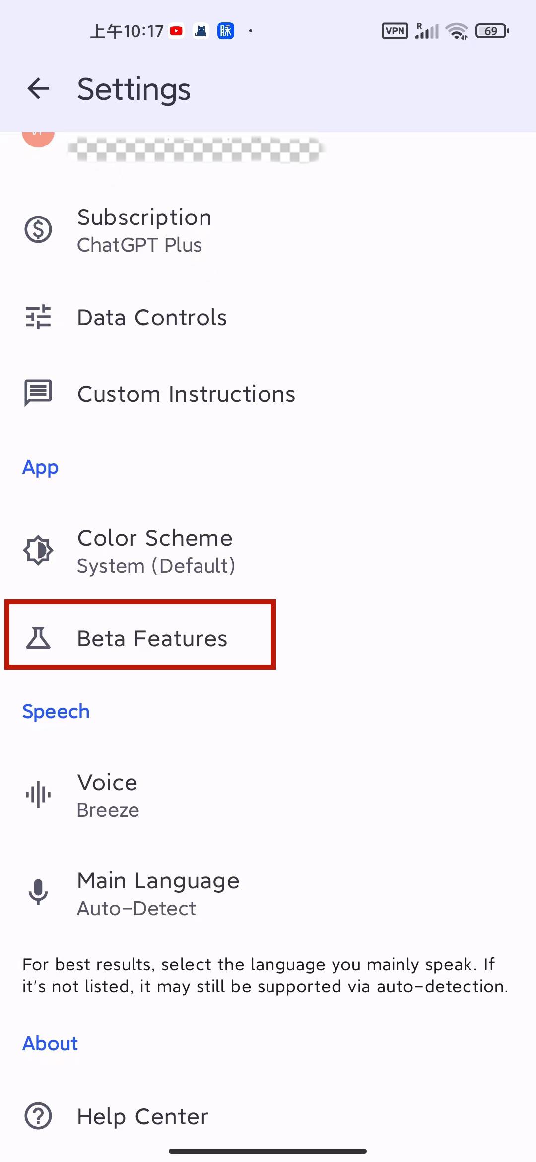 点击 Beta Features