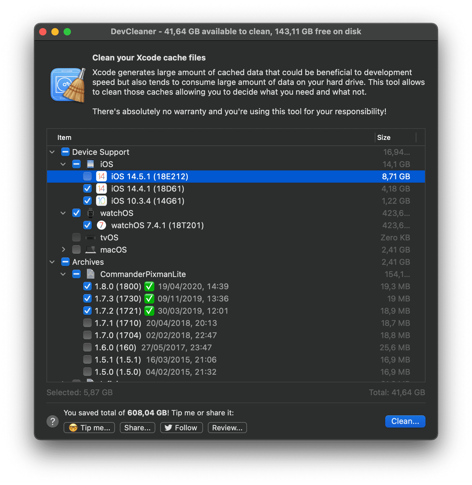 xcode-dev-cleaner