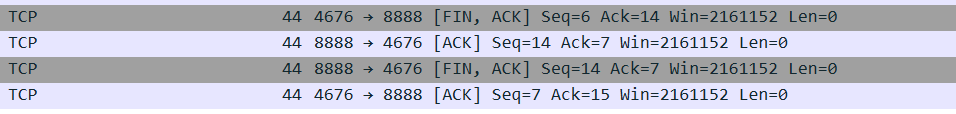 wireshark四次挥手