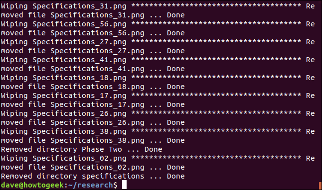 srm complete in a terminal window
