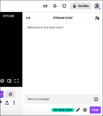 An example of the Twitch chat room for a channel on the Twitch website