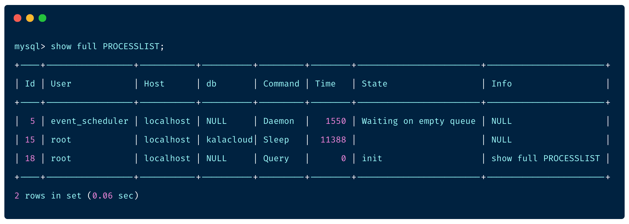 查看 MySQL 中所有连接