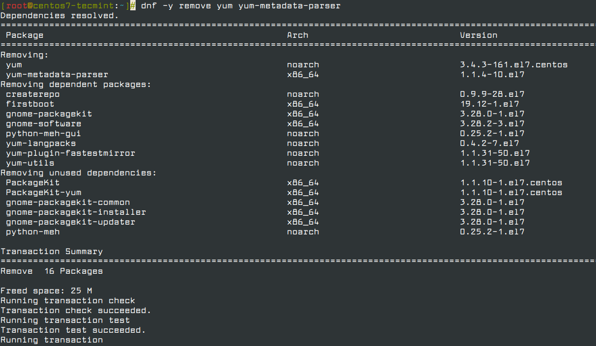 Remove Yum in CentOS 7