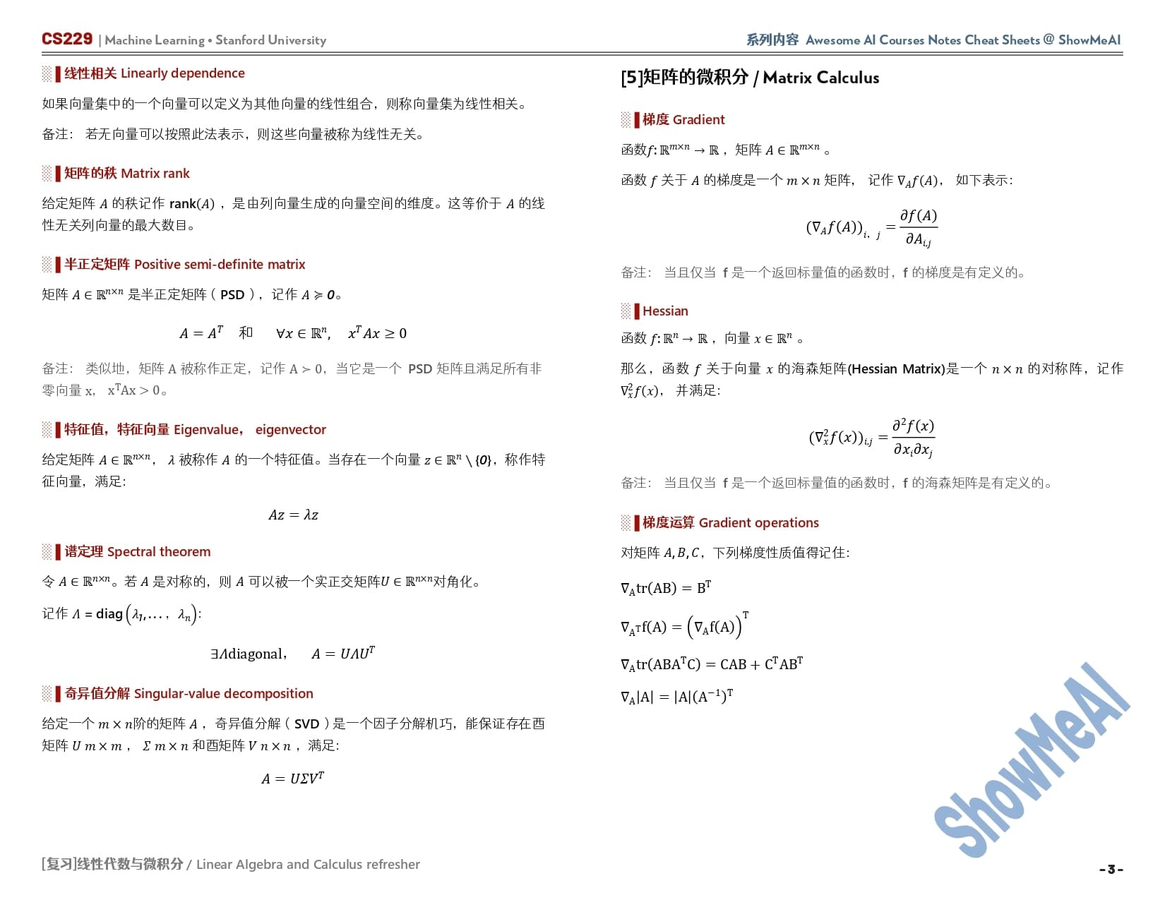 AI知识技能速查| 数学基础-线性代数与微积分
