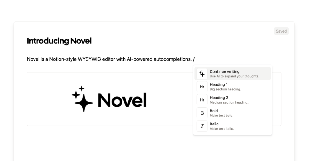 GitHub开源推荐：AI加持的Notion风格编辑器Novel