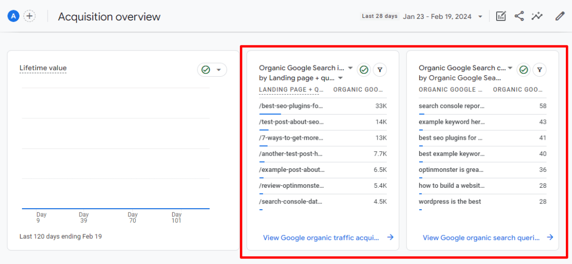 Google Analytics（分析）中的 Search Console 报告