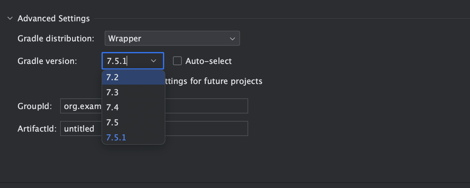 プロジェクト作成時に Gradle のバージョンを指定するオプション