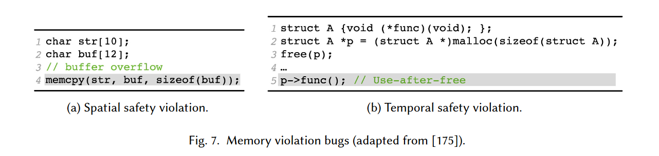 Fig. 7. Memory violation bugs