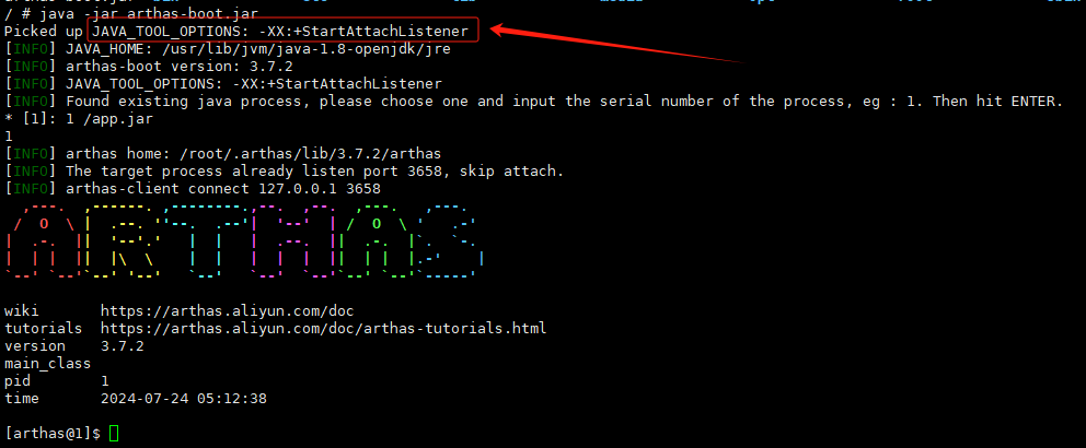 arthas启动报错：[ERROR] Start arthas failed,exception stack trace_jar_02