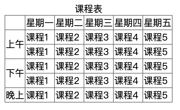 table合并单元格_制作课程表3——合并单元格