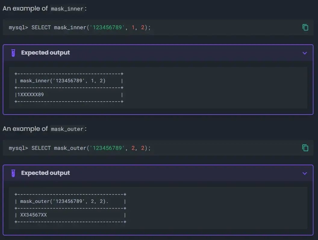 MySQL数据脱敏（Data masking plugin functions）