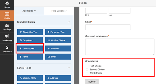 Add checkbox to your form