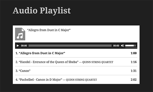 An audio playlist in WordPress without any plugin