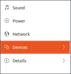 devices entry in the settings dialog