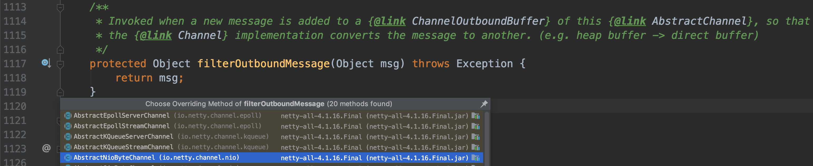 AbstractChannel#filterOutboundMessage(Object msg)