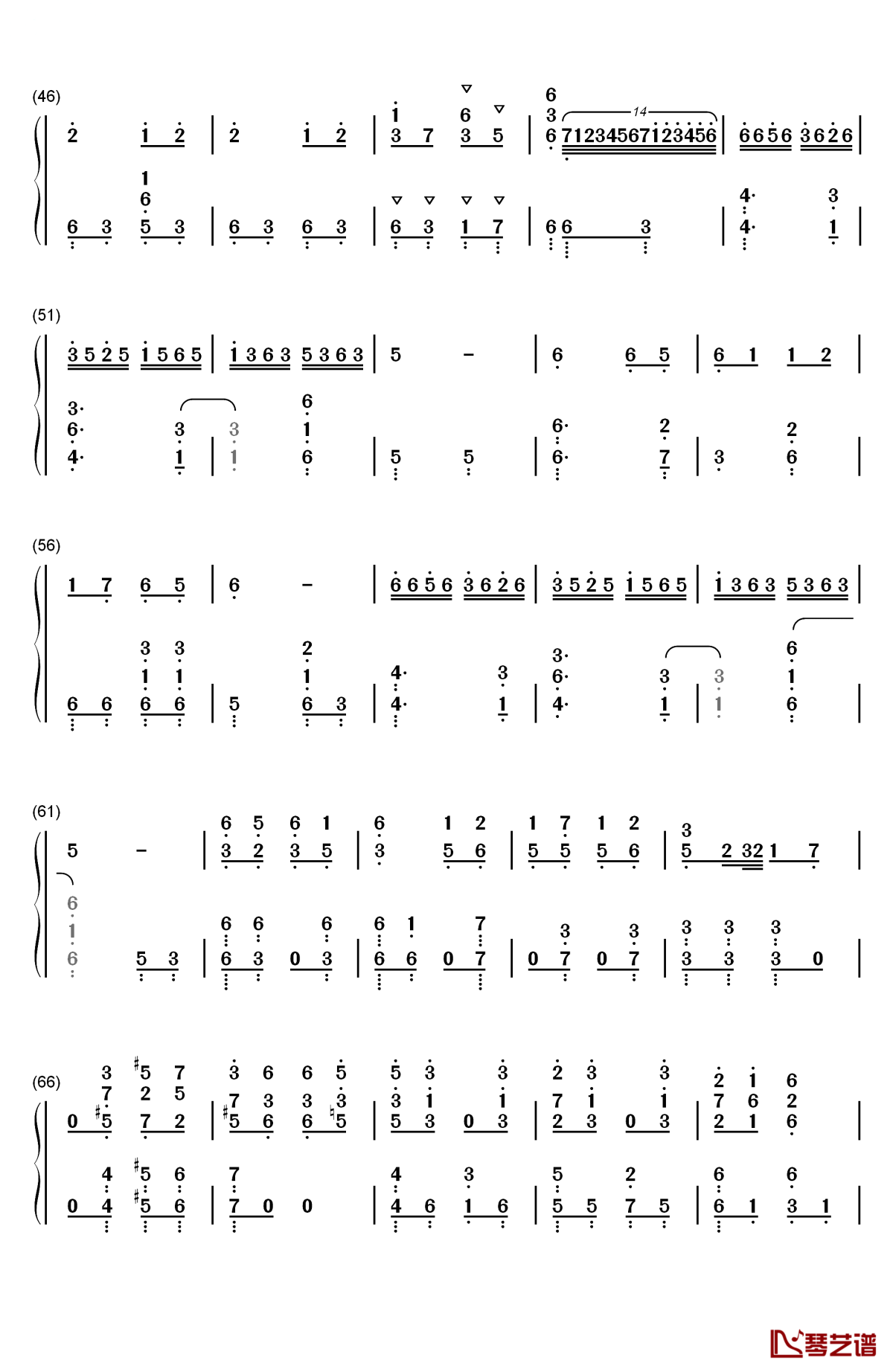 钢琴简谱入门歌曲数字_抖音歌曲钢琴数字简谱(4)